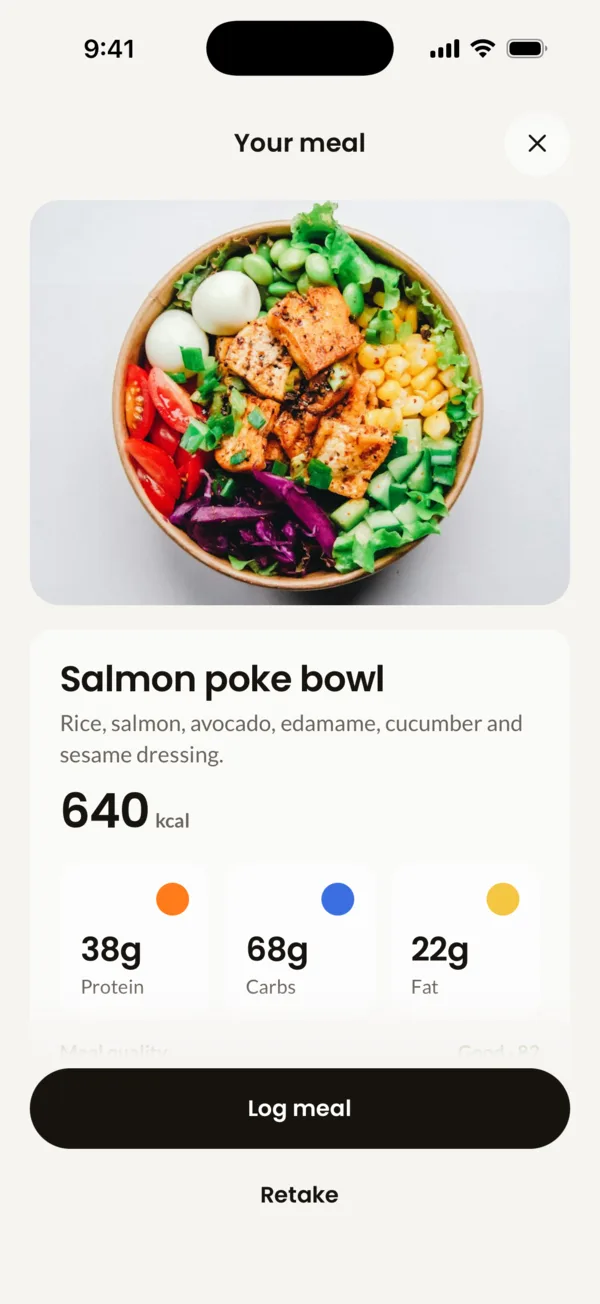 Photo scan result in the Fitzters app